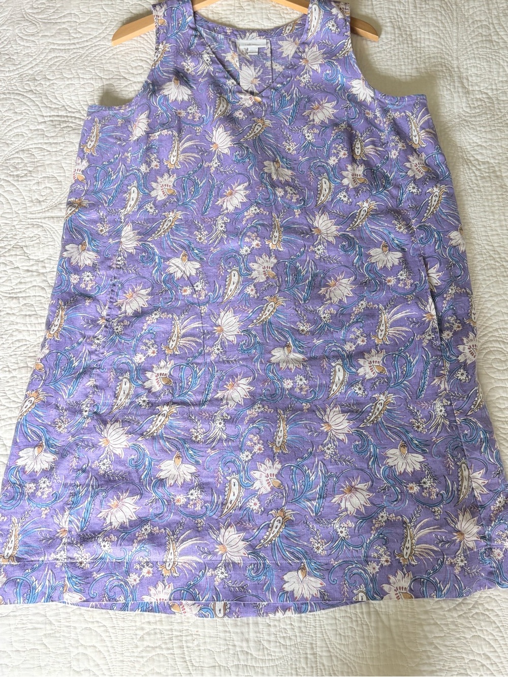 JJill Love Linen Purple Print Sleeveless Dress - Picture 3 of 8